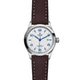 The TUDOR 1926 wristwatch features a white dial with blue numerals, date display at 3 o’clock, silver bezel, and a brown leather strap with white stitching—highlighting classic mechanical watch elegance.