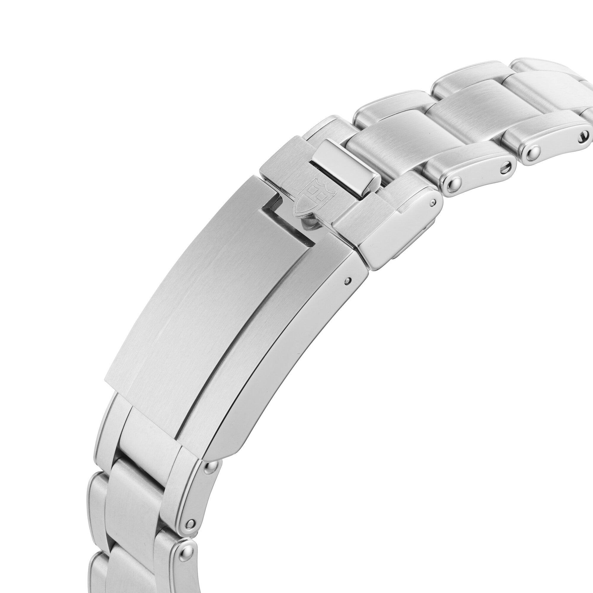 Close-up of a TUDOR Black Bay 54 stainless steel dive watch bracelet with a brushed metal clasp, partially open to showcase its fine craftsmanship.