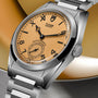 TUDOR Monarch watch with champagne dial, black Roman numerals, steel case and bracelet, Master Chronometer subdial.