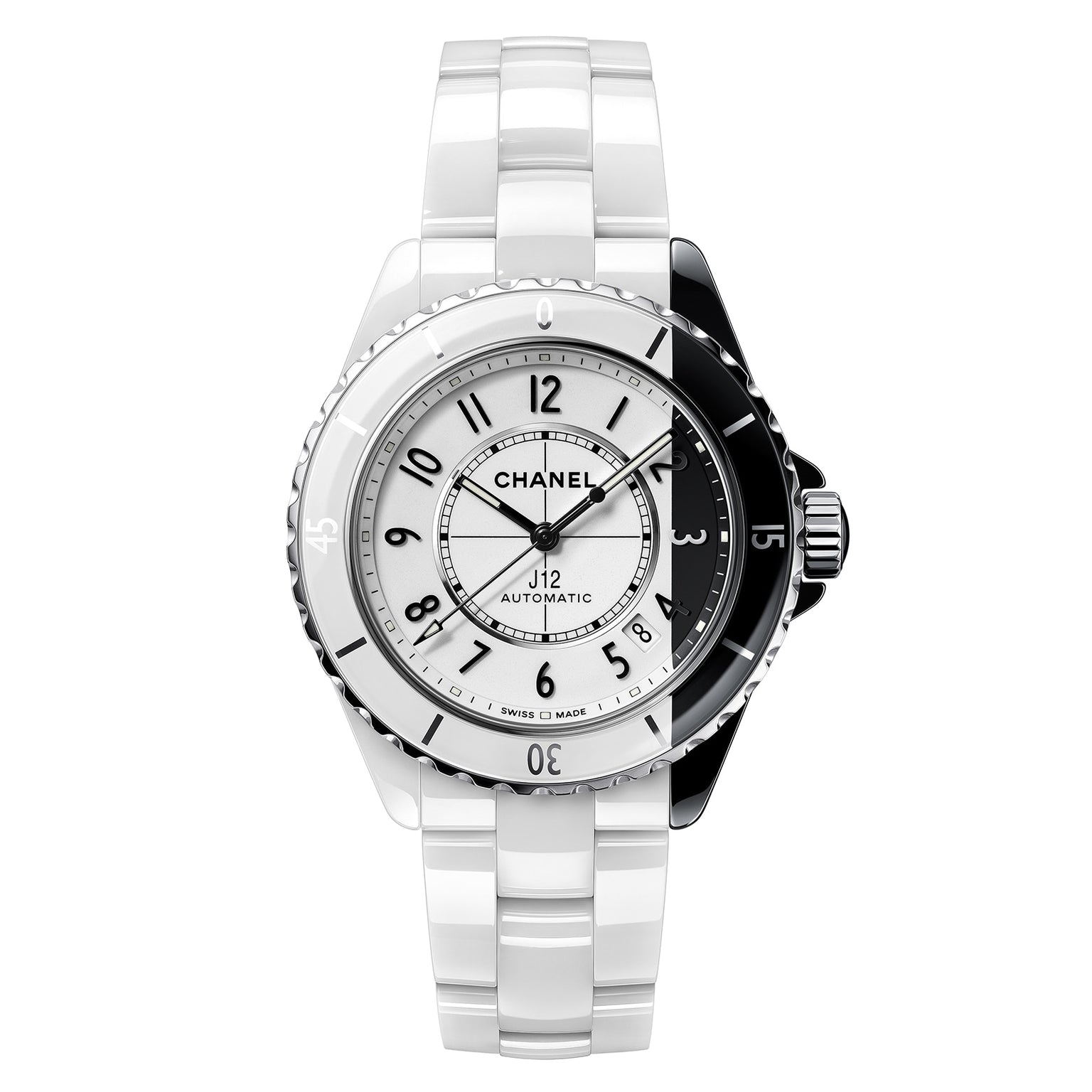 Chanel J12 H6515 front on white background