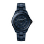 The Chanel J12 Bleu Watch Caliber 12.1 (38 mm) features a sleek black ceramic bracelet and minimalist blue accents.