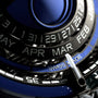 Ultra close view of the month indicator on the HYT Moon Runner Supernova Limited Edition