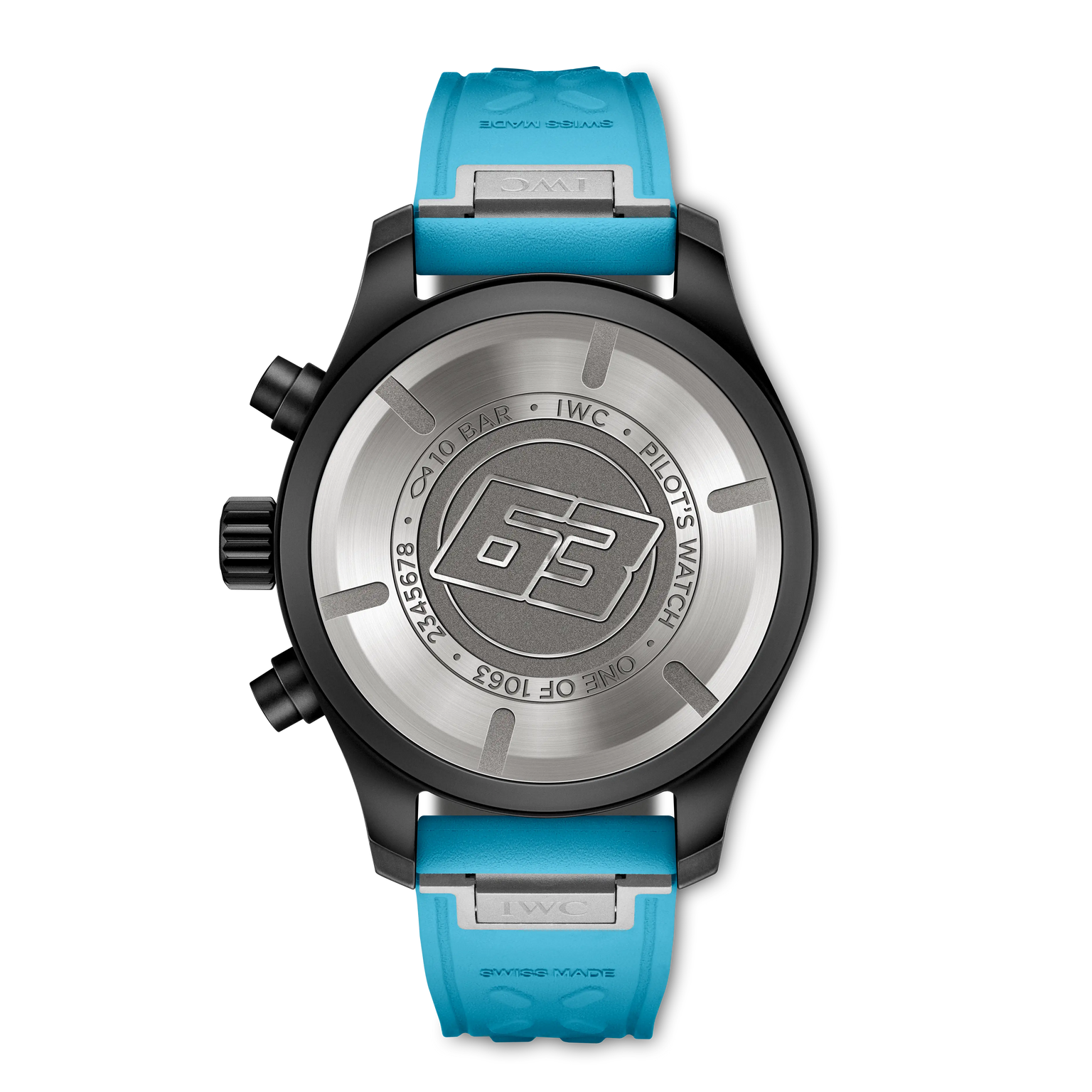 Wristwatch with blue strap and silver case on a white background