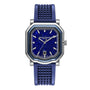 The Gerald Charles Maestro 2.0 Ultra-Thin Lapis Lazuli is a luxury watch with a blue textured strap and a blue patterned dial featuring a date display.