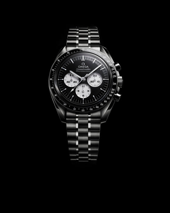 Black background OMEGA Speedmaster Moonwatch Professional
