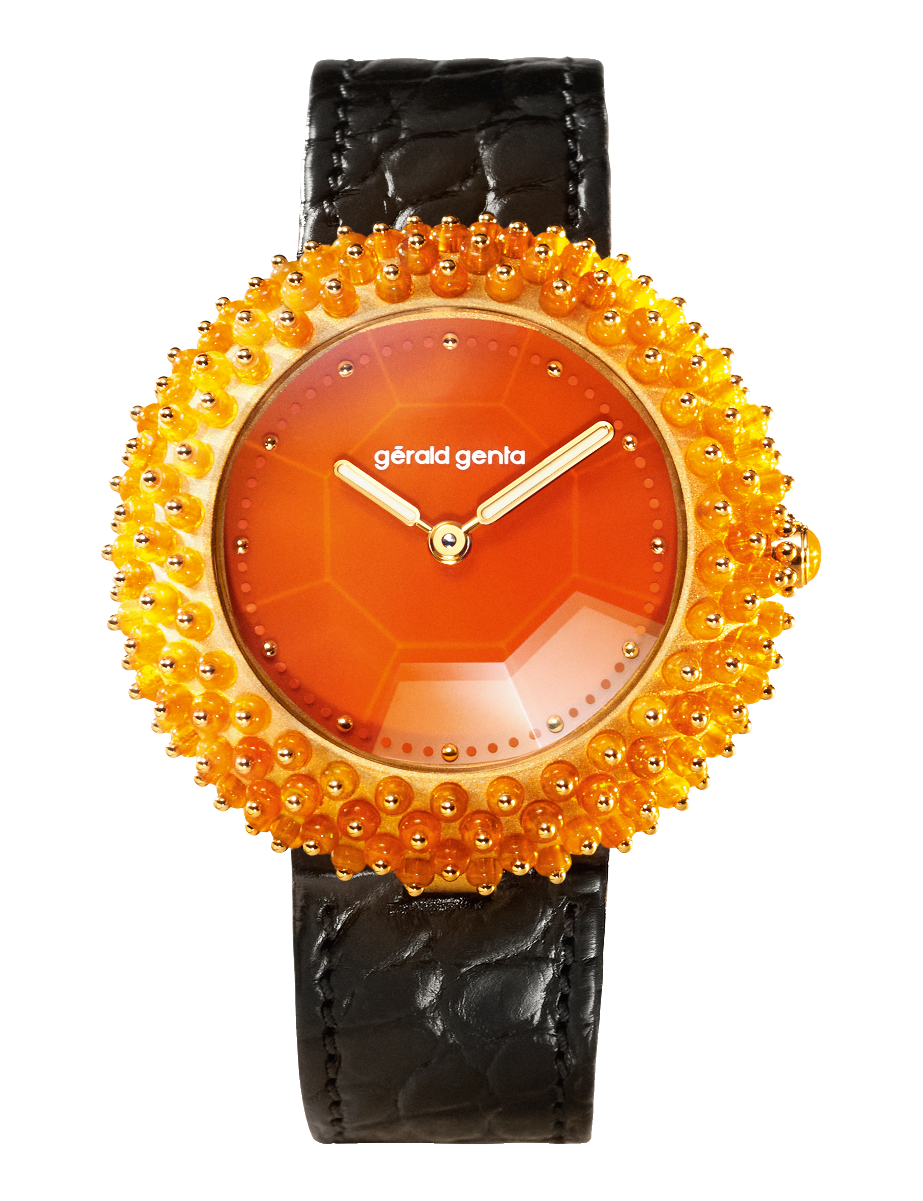 Gentissima Oursin 36 Fire Opal | 36mm, Glass-blasted yellow gold 3N, Women's Watch