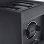 Close-up of a WOLF Classic Single Watch Winder with Storage in black, showing watch holders and control dials.