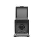 The WOLF Classic Single Watch Winder with Storage is shown with its lid open, revealing the watch holder and control panel.