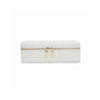 The WOLF Maria Medium Zip Case, a rectangular white jewelry box with gold zipper and double pull tabs, is displayed against a plain white background.
