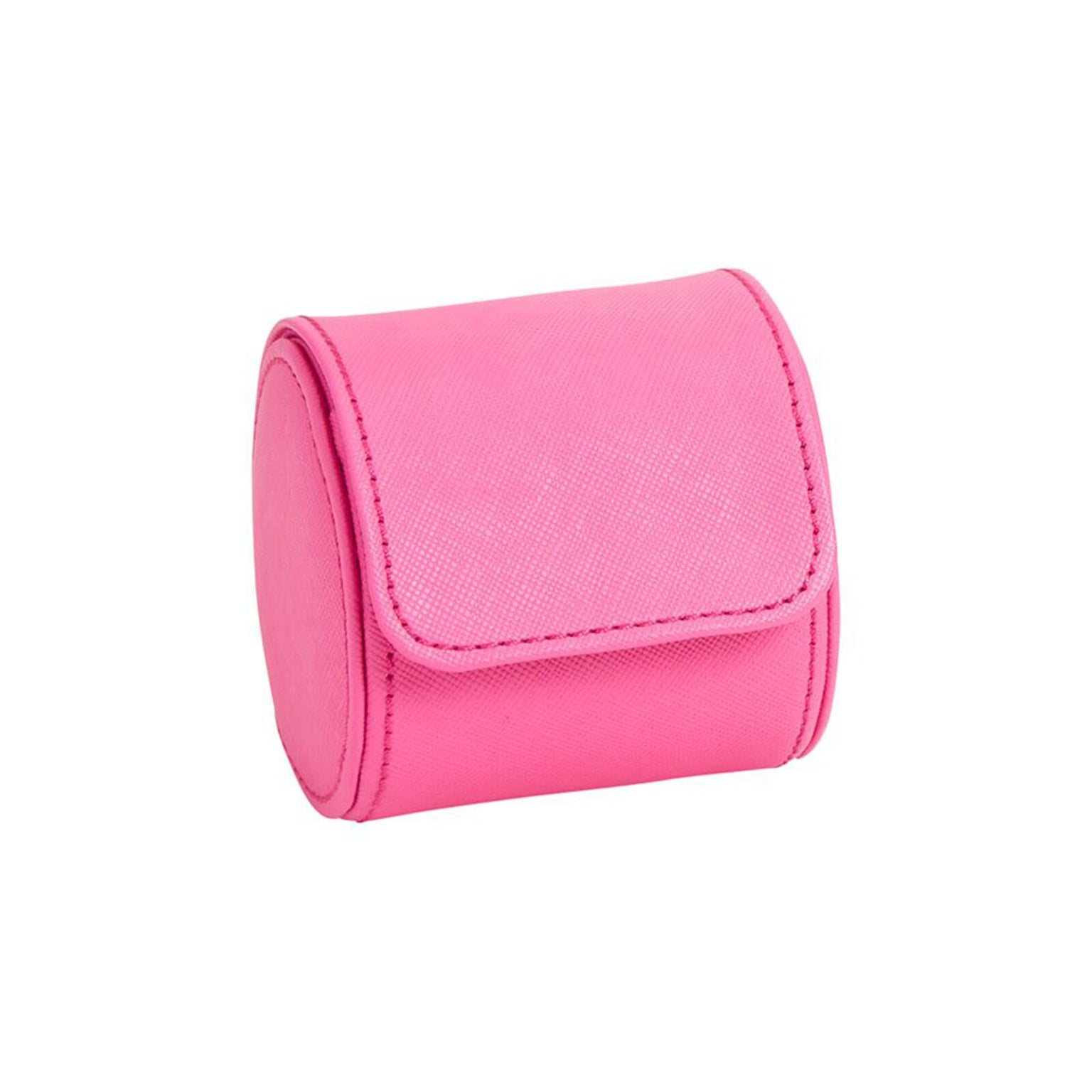The WOLF Tutti Frutti Single Watch Roll is a small, pink, rectangular case with a flap closure, shown on a white background.
