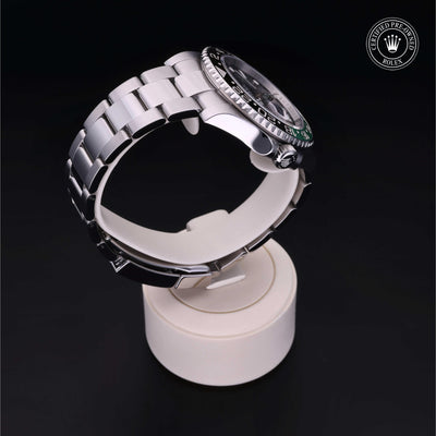 Rolex Certified Pre-owned GMT M126720VTNR-0002 front on black background