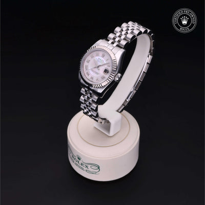 Rolex Certified Pre-owned Lady Datejust M179174-0025 front on black background