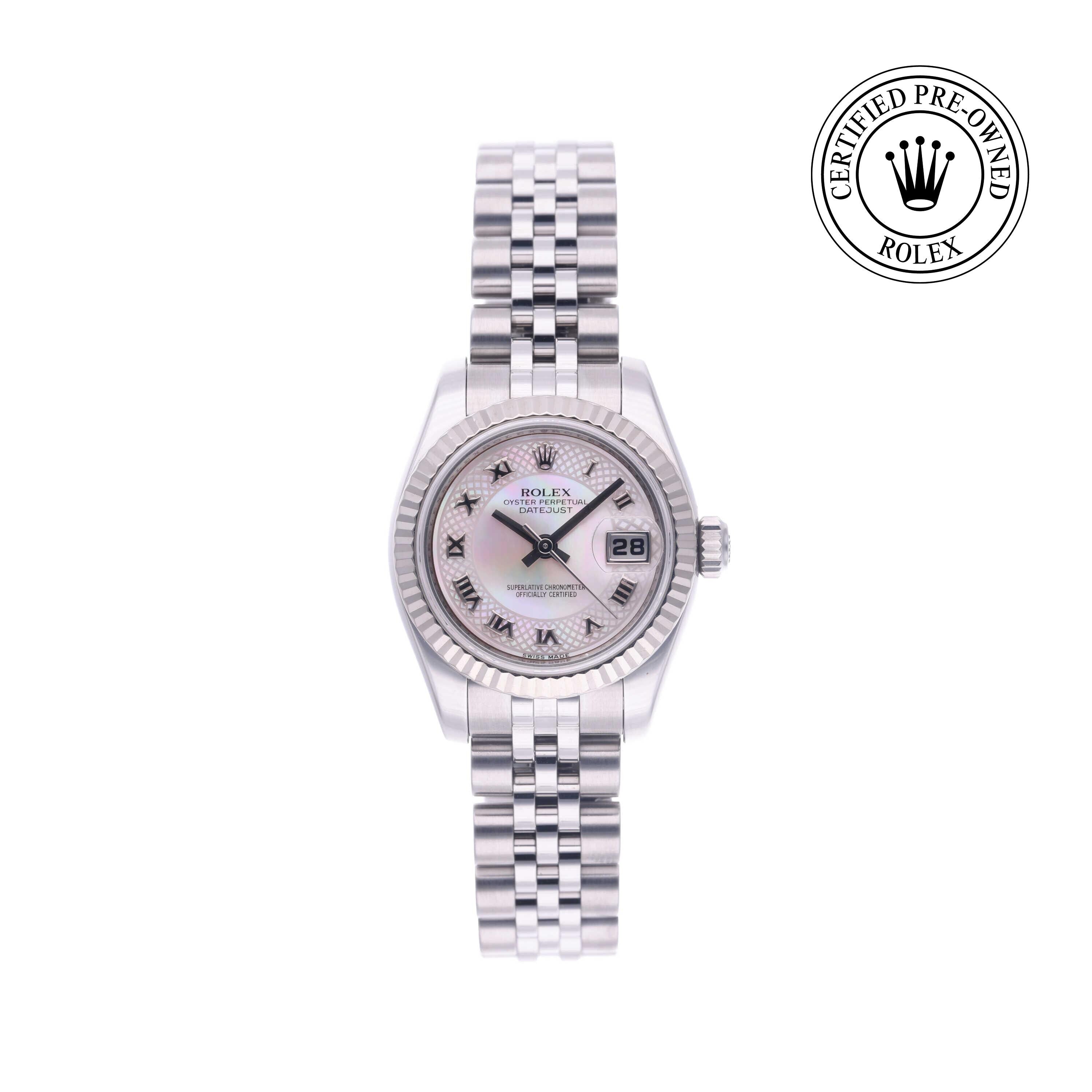 Rolex Certified Pre-owned Lady Datejust M179174-0025 front on white background