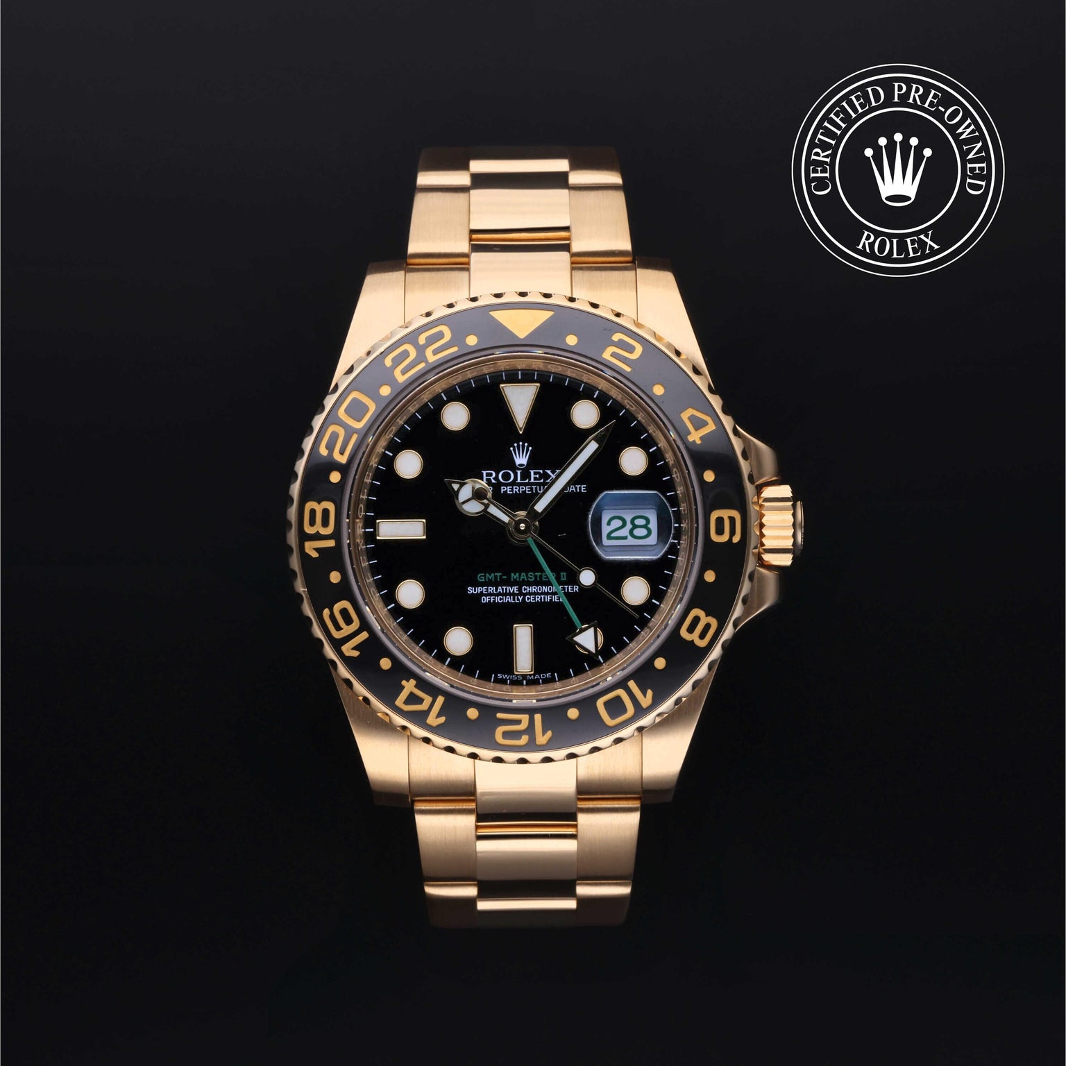 Rolex Certified Pre-owned Submariner M116718LN-0001 front on black background