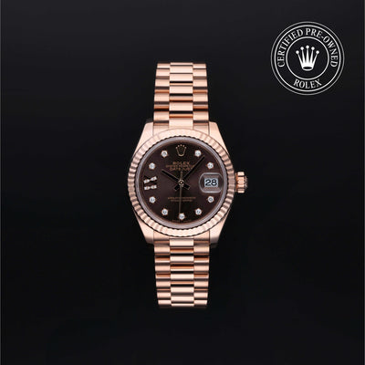Rolex Certified Pre-owned Lady Datejust M279175-0002 front on black background