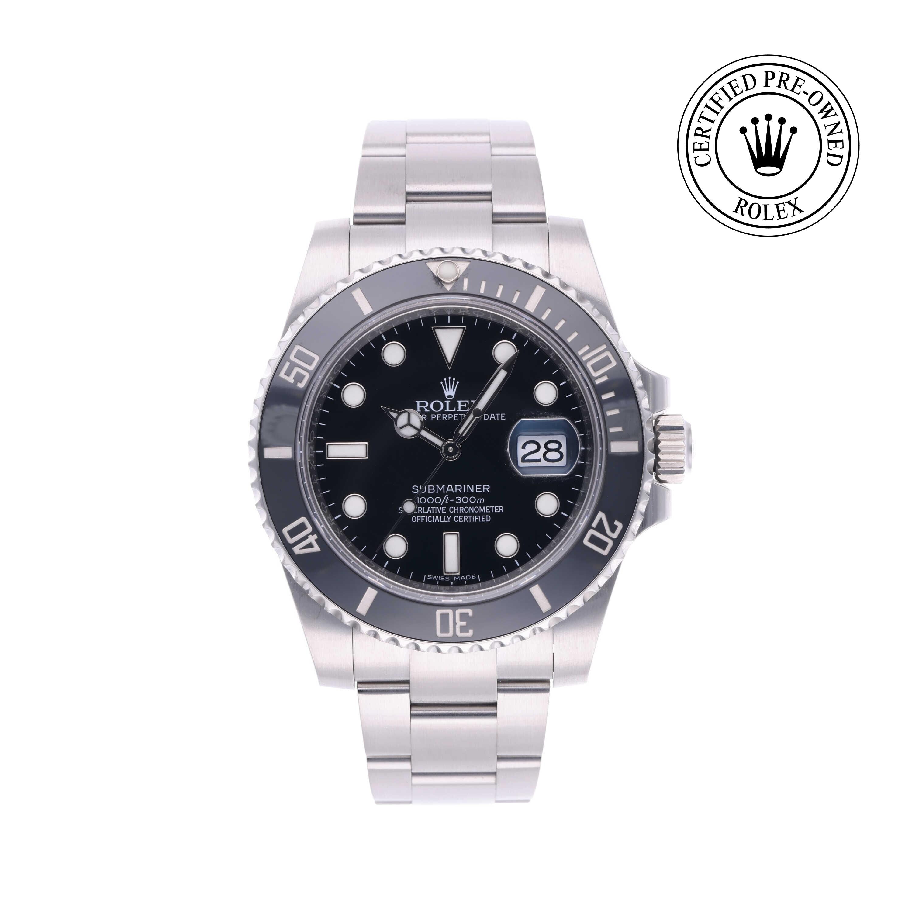 Rolex Certified Pre-owned Submariner M116610LN-0001 front on white background
