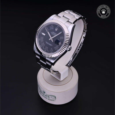 Rolex Certified Pre-owned Datejust M116334-0002 front on black background