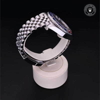 Rolex Certified Pre-owned GMT M126710BLRO-0001 front on black background