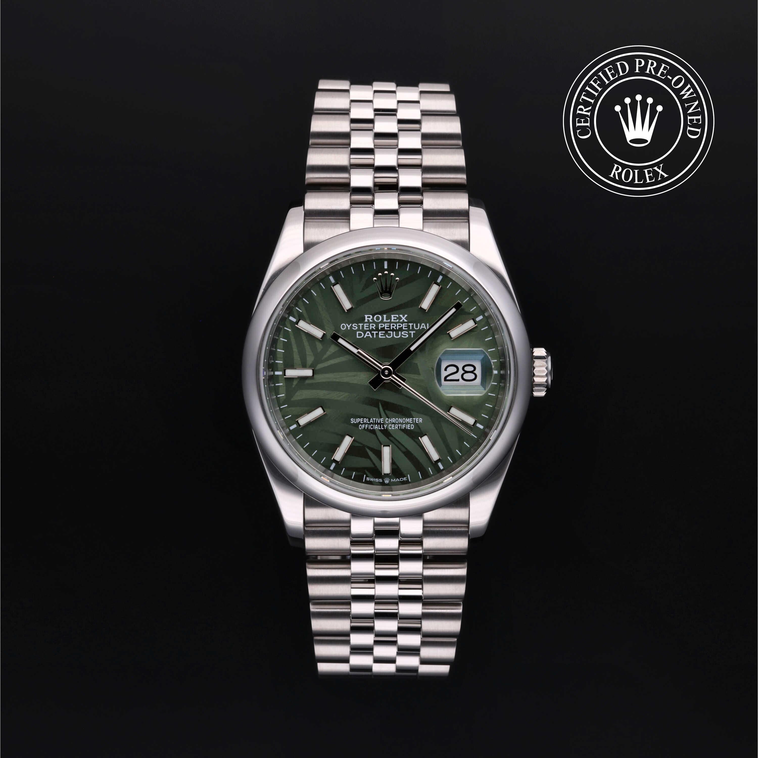 Rolex Certified Pre-owned Datejust M126200-0001 front on black background