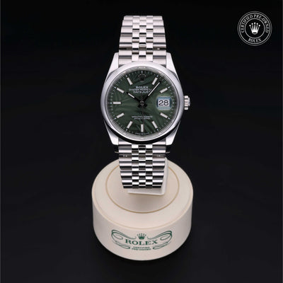 Rolex Certified Pre-owned Datejust M126200-0001 front on black background