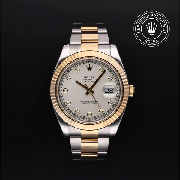 Rolex Certified Pre-owned Datejust M116333-0008 front on black background