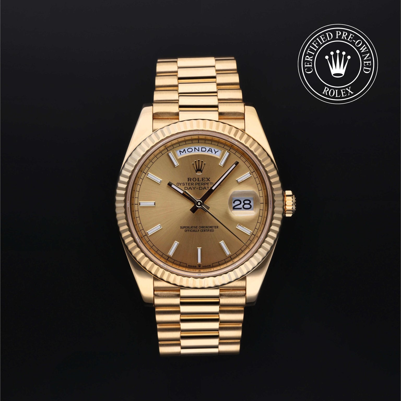 Rolex CPO Day-date M228238 front on white background