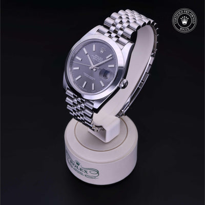 Rolex Certified Pre-owned Datejust M126300-0008 front on black background