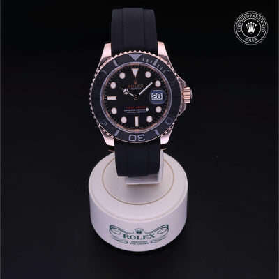 Rolex Certified Pre-owned Yacht-Master M126655-0001 front on black background