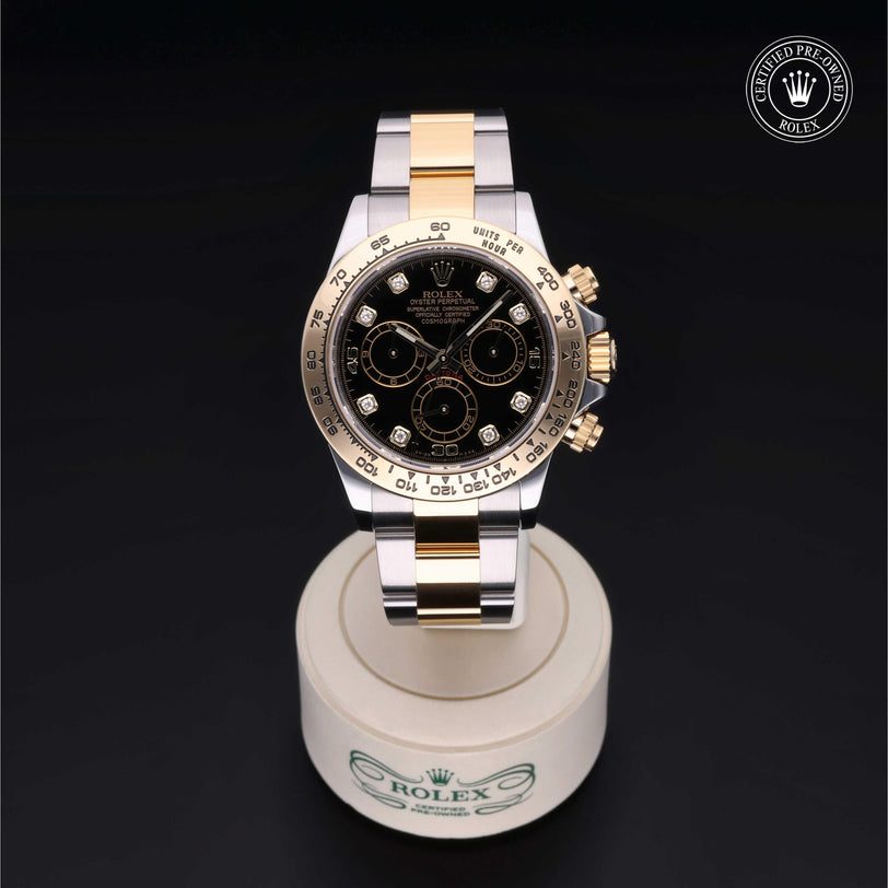 Rolex Certified Pre-owned Daytona M116503-0008 front on black background