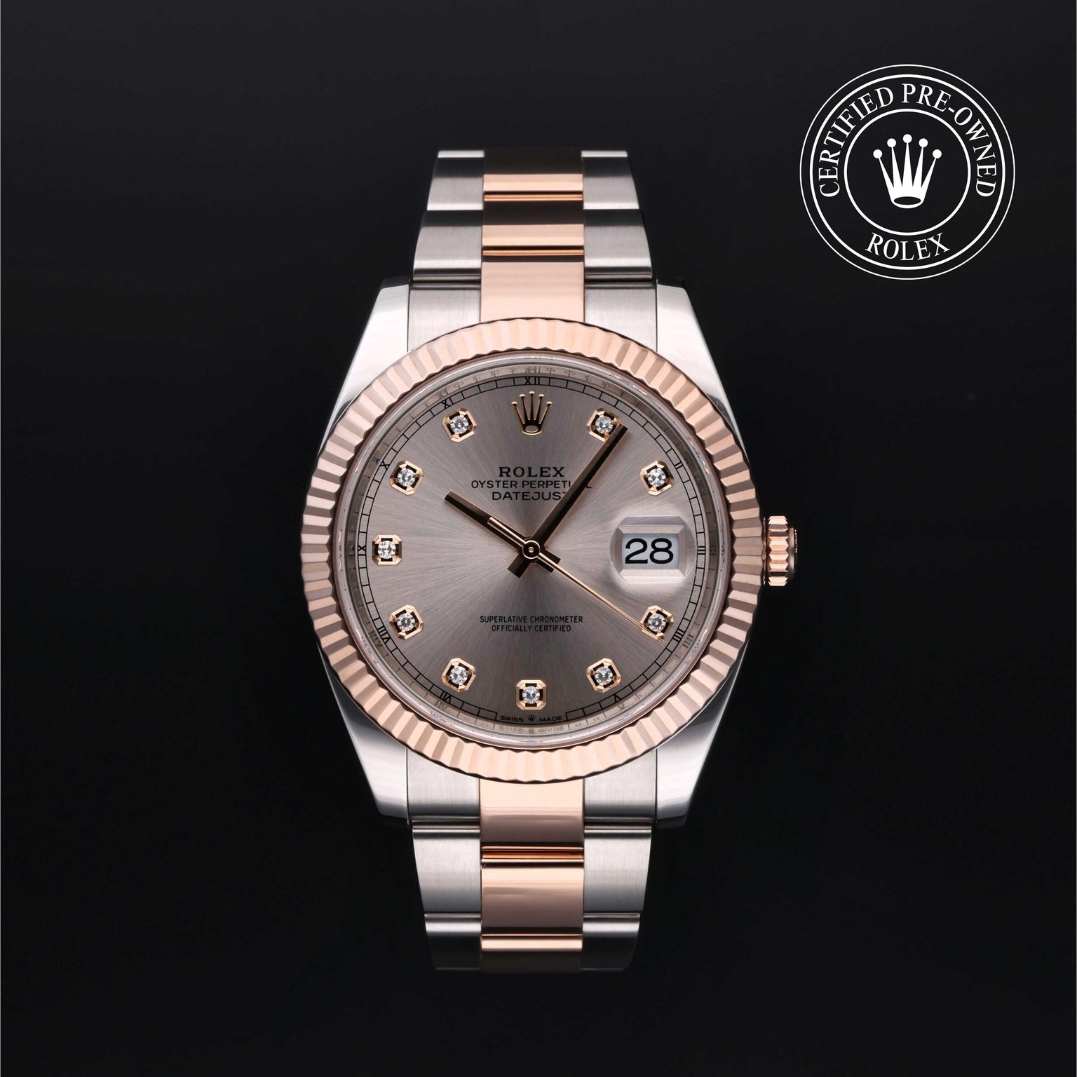 Rolex Certified Pre-owned Datejust M126331-0007 front on black background
