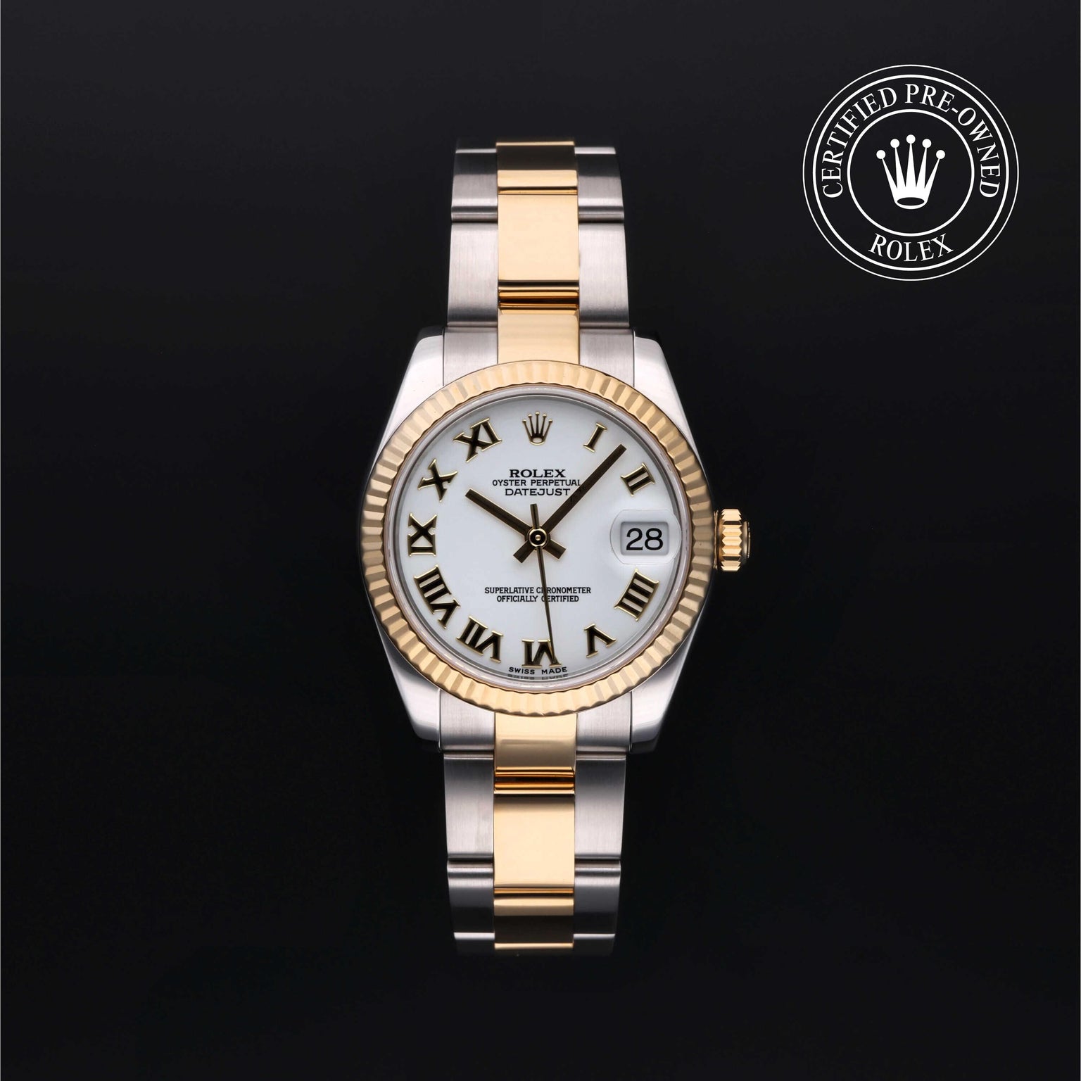 Rolex Certified Pre-owned Lady Datejust M178273-0072 front on black background