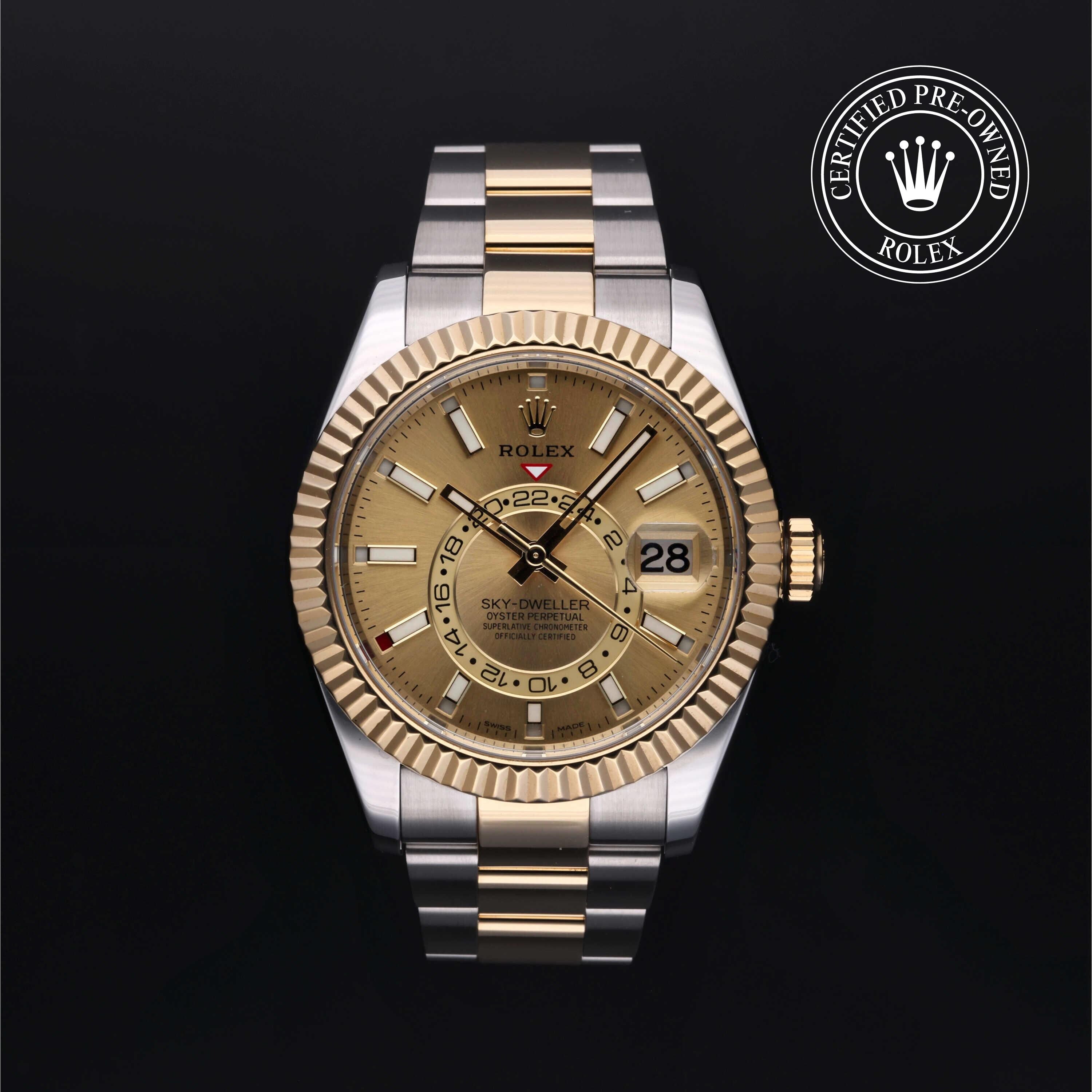 Rolex Certified Pre-owned Sky-Dweller M326933-0001 front on black background