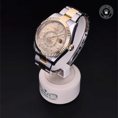 Rolex Certified Pre-owned Sky-Dweller M326933-0001 front on black background