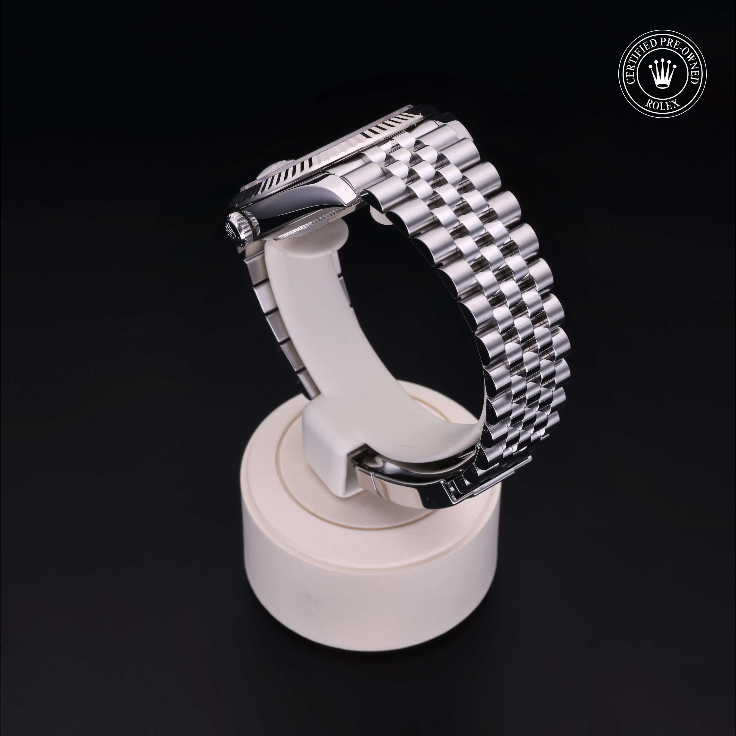 Rolex Certified Pre-owned Datejust M126334-0004 front on black background