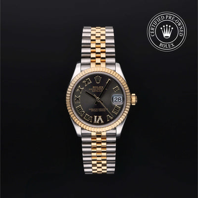 Rolex Certified Pre-owned Lady Datejust M278273-0018 front on black background