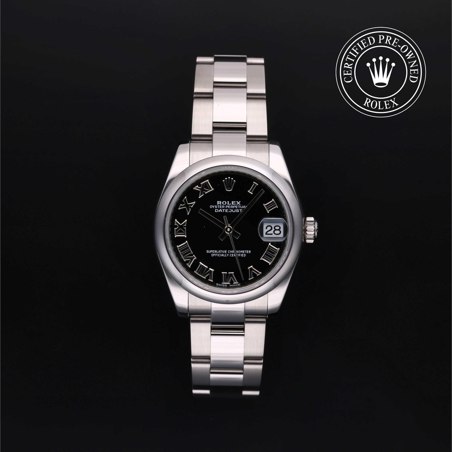 Rolex Certified Pre-owned Lady Datejust M178240-0034 front on black background