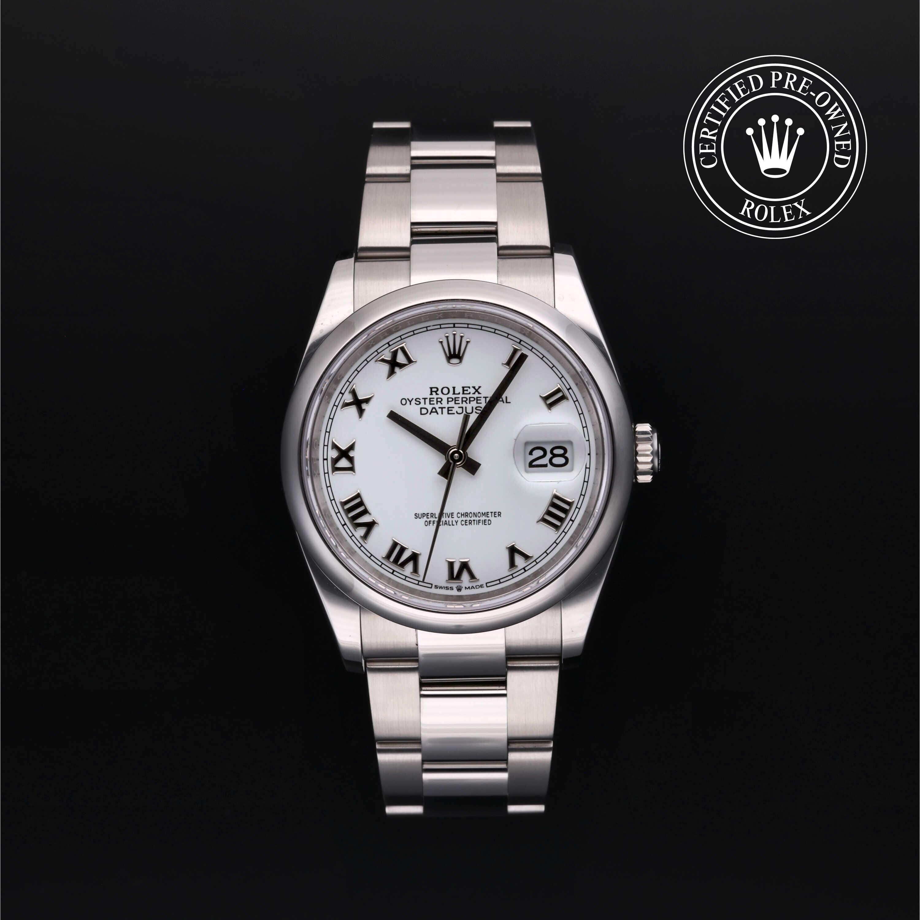 Rolex Certified Pre-owned Datejust M126200-0008 front on black background