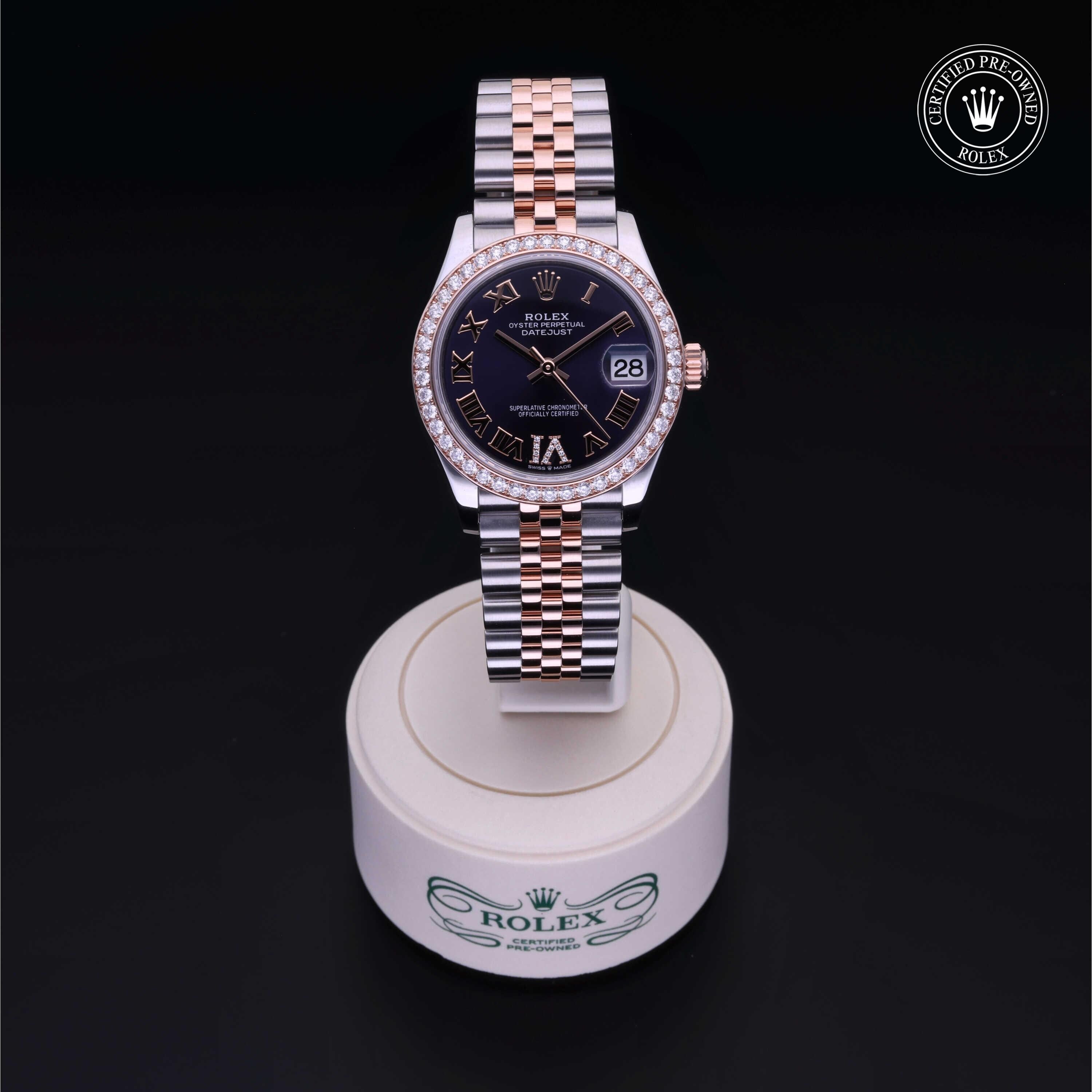 Rolex Certified Pre-owned Lady Datejust M278381RBR-0020 front on black background