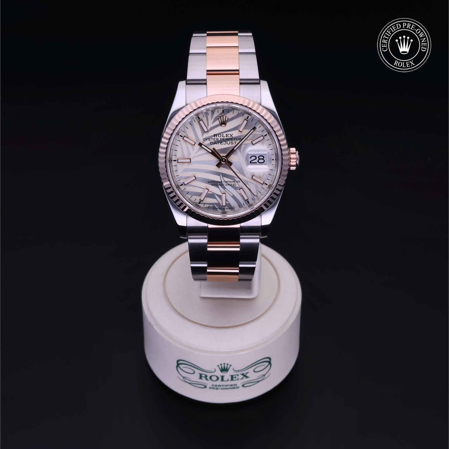 Rolex Certified Pre-owned Datejust M126231-0032 front on black background