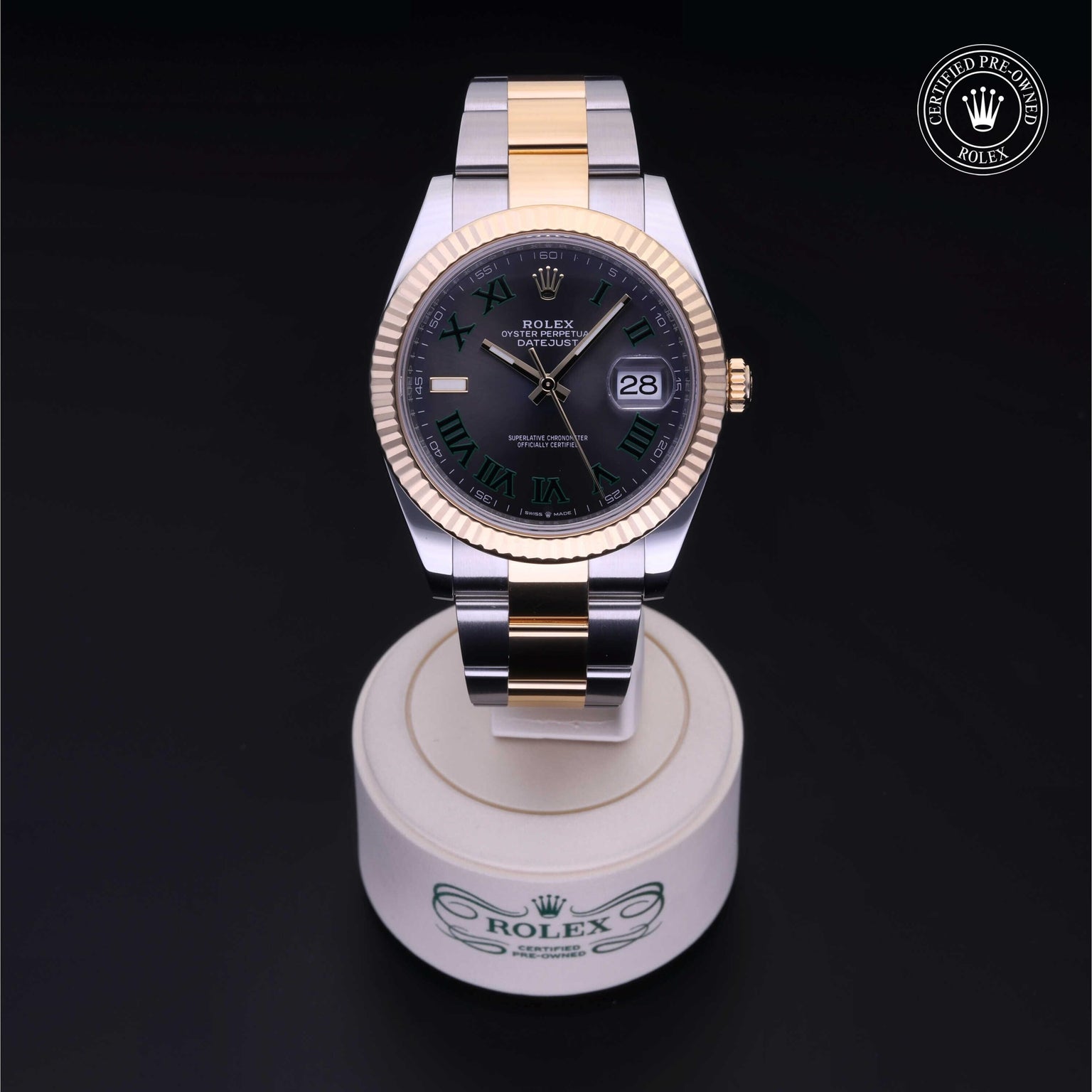 Rolex Certified Pre-owned Datejust M126333-0019 front on black background
