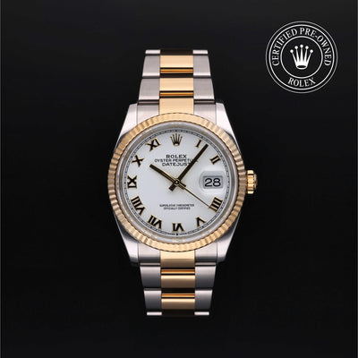 Rolex Certified Pre-owned Datejust M126233-0030 front on black background