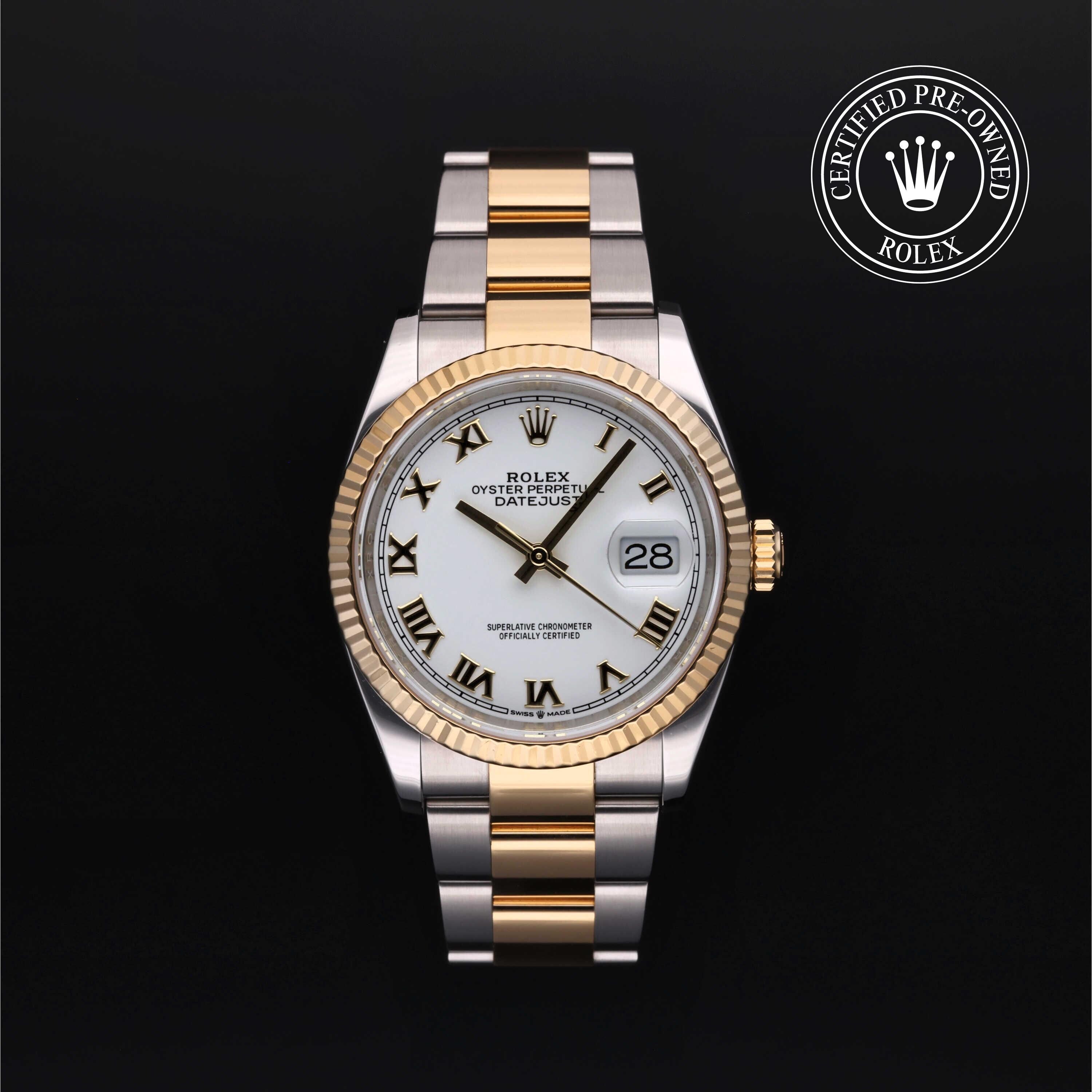 Rolex Certified Pre-owned Datejust M126233-0030 front on black background