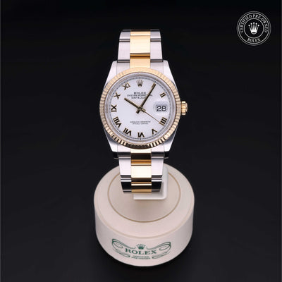 Rolex Certified Pre-owned Datejust M126233-0030 front on black background