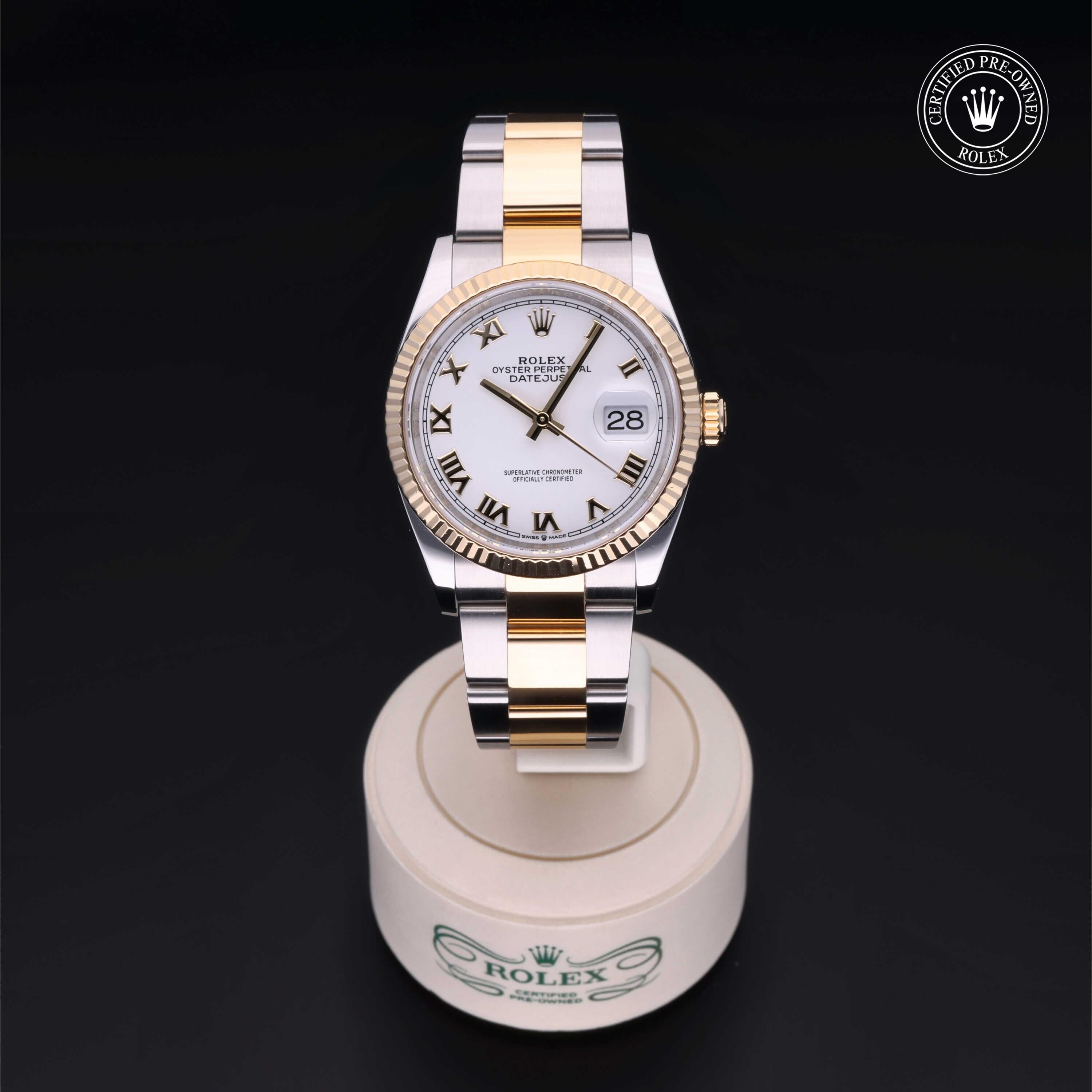 Rolex Certified Pre-owned Datejust M126233-0030 front on black background