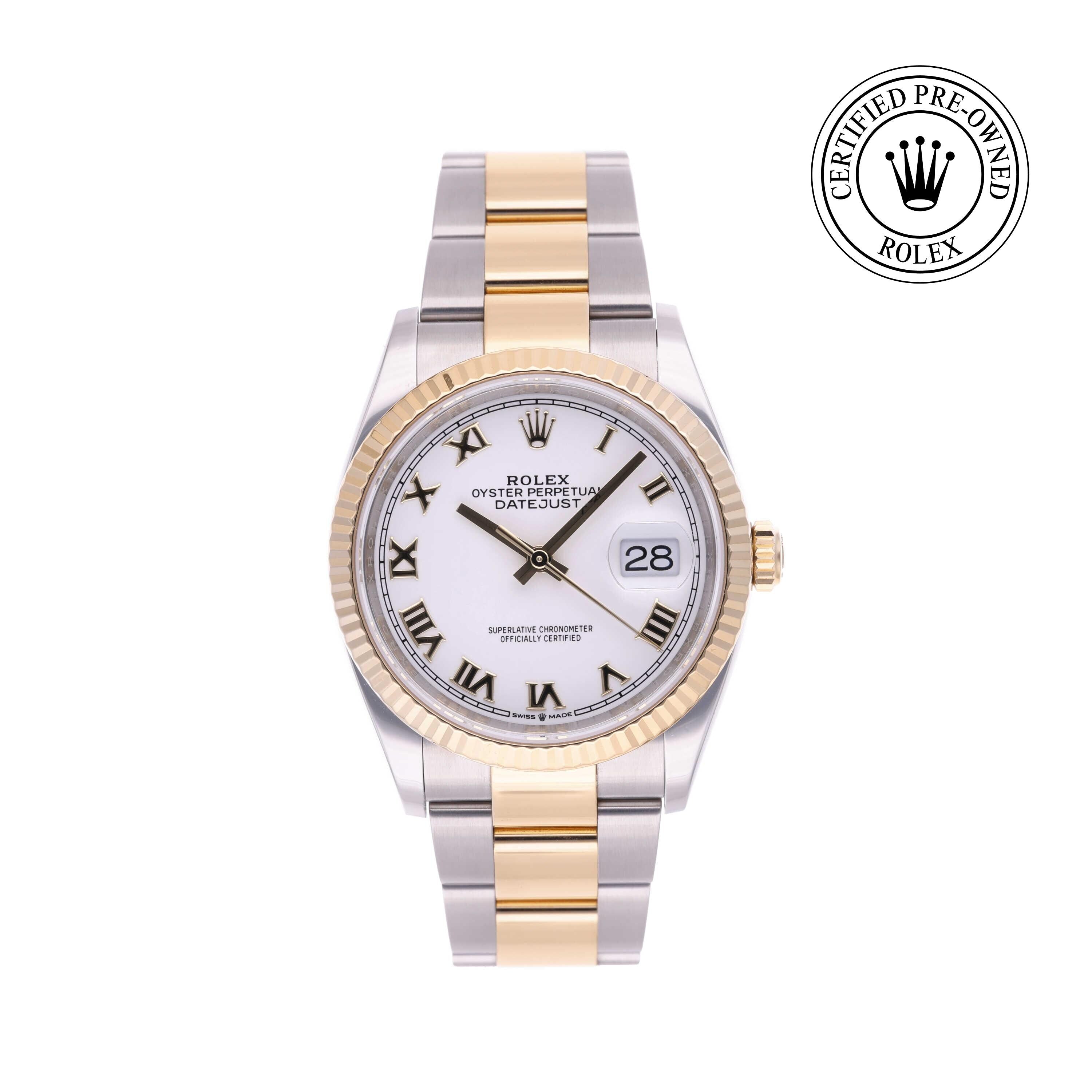 Rolex Certified Pre-owned Datejust M126233-0030 front on white background