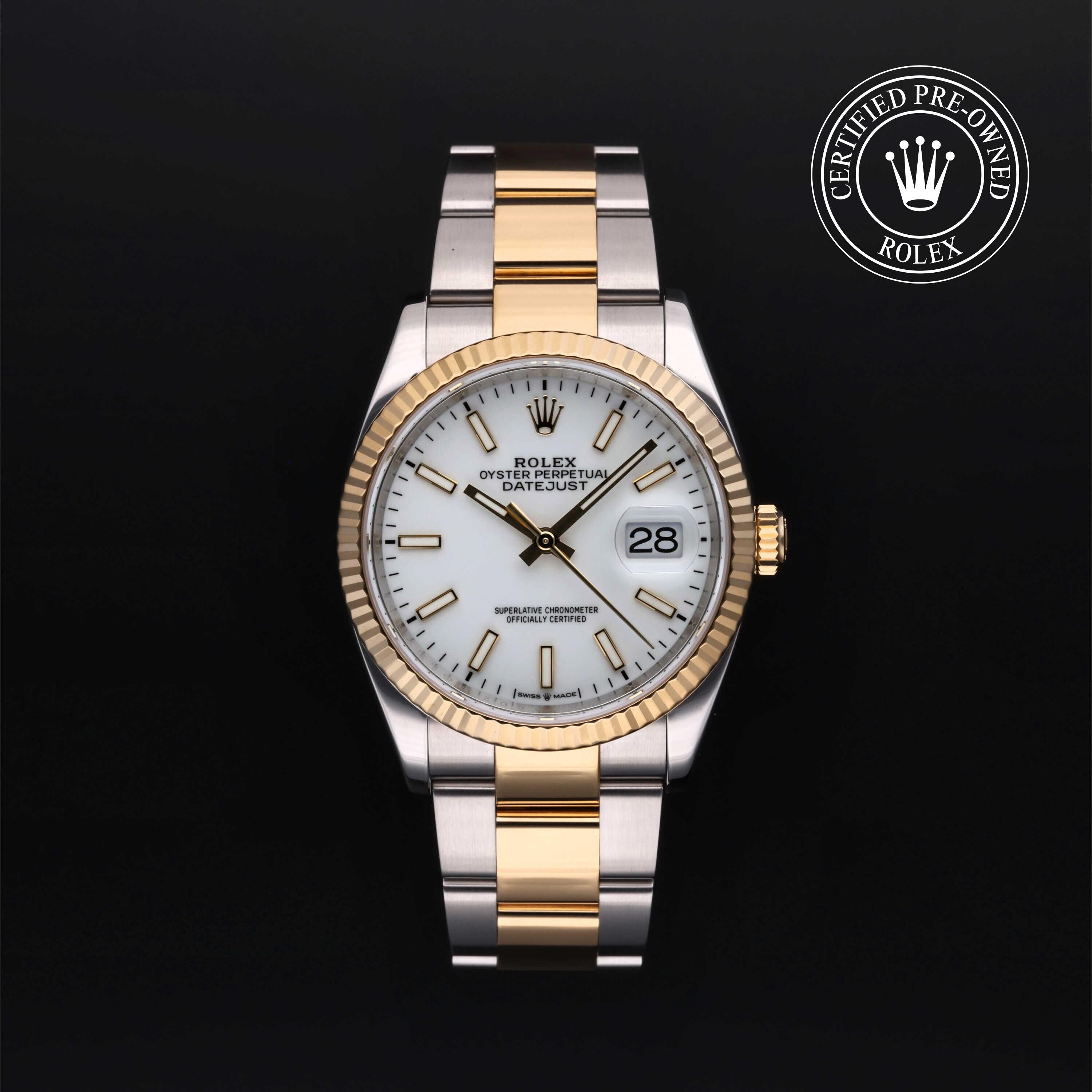 Rolex Certified Pre-owned Datejust M126233-0020 front on black background