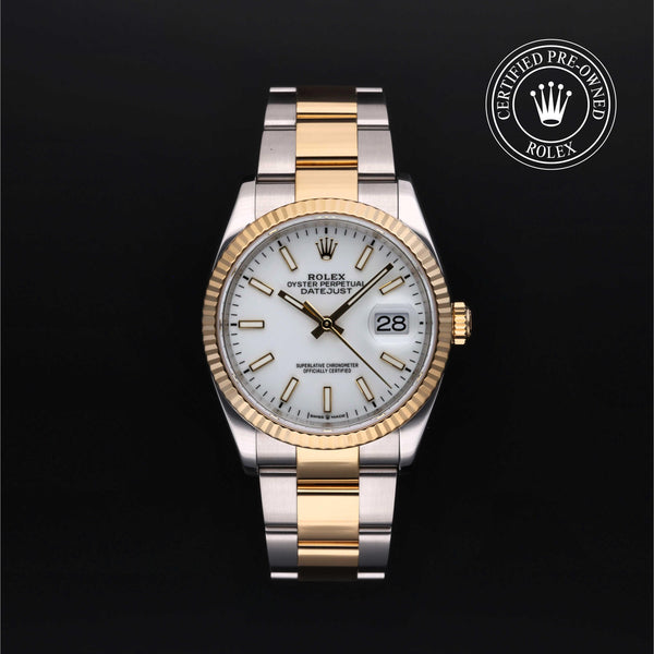 Rolex Certified Pre-owned Datejust M126233-0020 front on black background