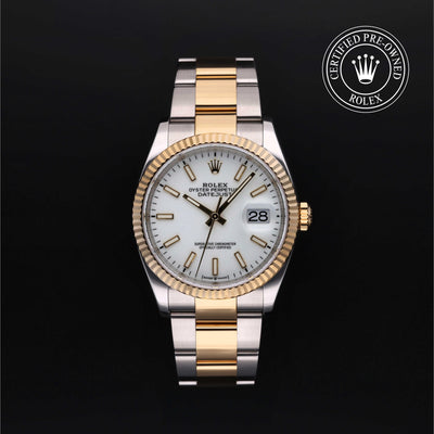 Rolex Certified Pre-owned Datejust M126233-0020 front on black background