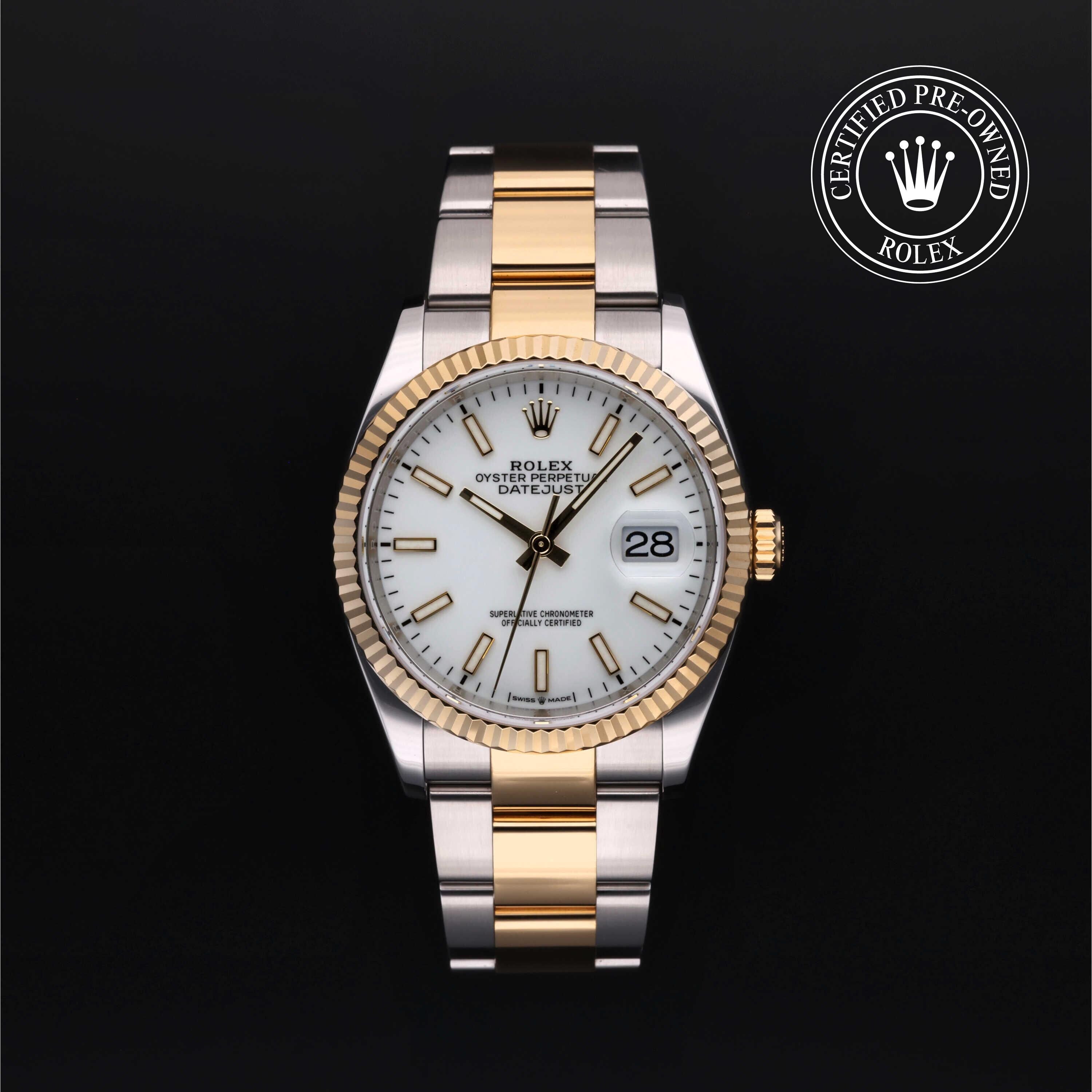 Rolex Certified Pre-owned Datejust M126233-0020 front on black background