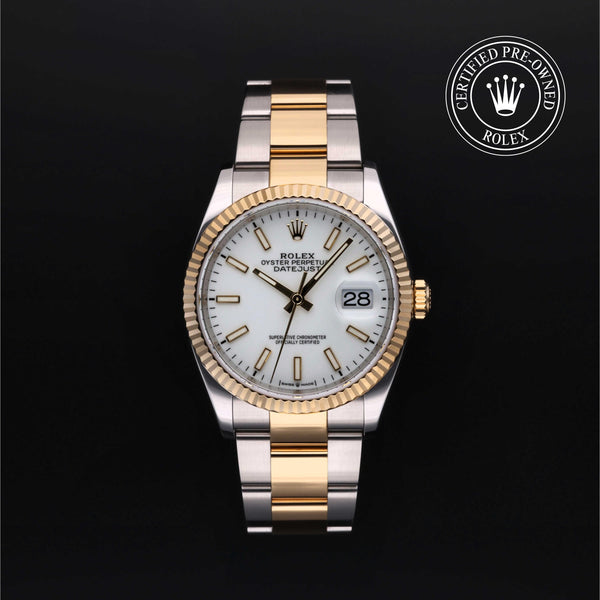 Rolex Certified Pre-owned Datejust M126233-0020 front on black background